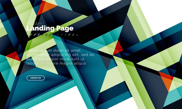 Quadratische Form geometrisch abstrakt Hintergrund, Landing Page Web-Design-Vorlage — Stockvektor