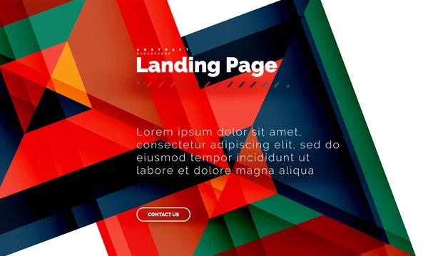 正方形の着陸ページ web デザイン テンプレート図形幾何学的な抽象的な背景 — ストックベクタ
