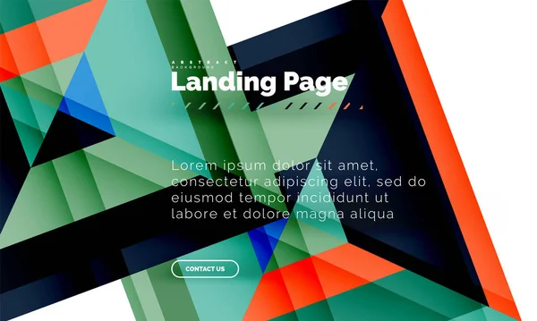 Forma quadrada fundo abstrato geométrico, modelo de web design de landing page —  Vetores de Stock