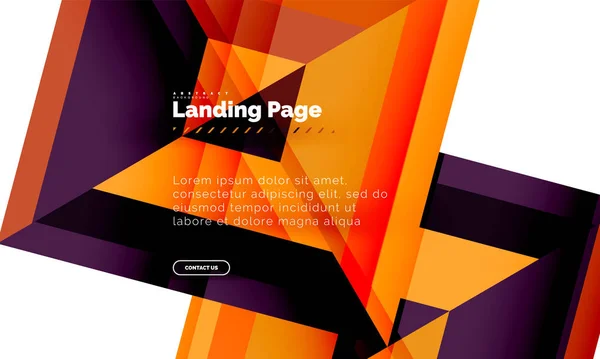 Forma quadrata sfondo geometrico astratto, landing page web design template — Vettoriale Stock