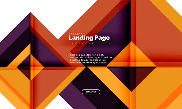 Quadratische Form geometrisch abstrakt Hintergrund, Landing Page Web-Design-Vorlage — Stockvektor