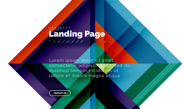 Forma quadrada fundo abstrato geométrico, modelo de web design de landing page —  Vetores de Stock