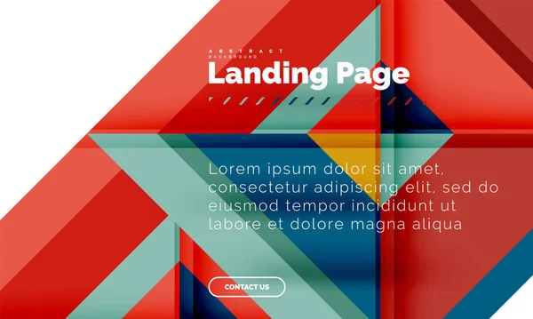 Forma quadrata sfondo geometrico astratto, landing page web design template — Vettoriale Stock