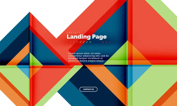 Forma cuadrada fondo abstracto geométrico, plantilla de diseño web de landing page — Archivo Imágenes Vectoriales