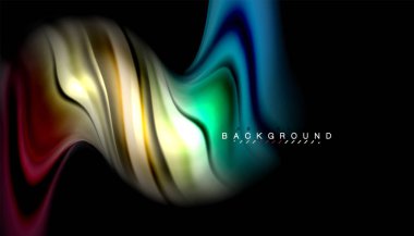 Sıvı renk arka plan, siyah, renkli mermer veya plastik dalga doku zemin, çok renkli şablonu için iş veya teknoloji sunu veya web broşür kapak üzerinde sıvı tasarım bükülmüş