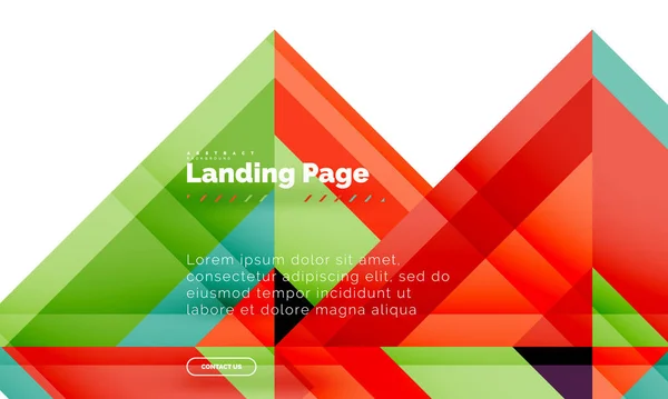 Forma quadrata sfondo geometrico astratto, landing page web design template — Vettoriale Stock