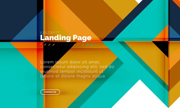 Forma quadrada fundo abstrato geométrico, modelo de web design de landing page — Vetor de Stock