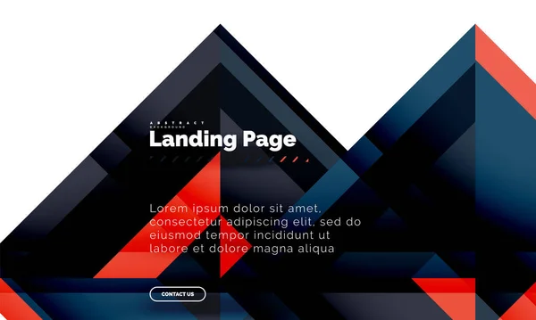 Quadratische Form geometrisch abstrakt Hintergrund, Landing Page Web-Design-Vorlage — Stockvektor