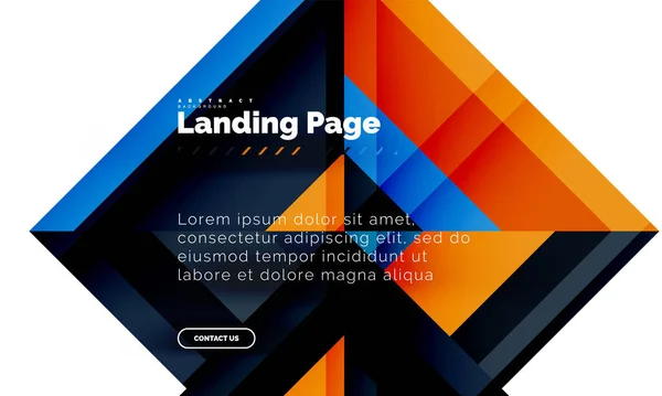 Forma cuadrada fondo abstracto geométrico, plantilla de diseño web de landing page — Archivo Imágenes Vectoriales