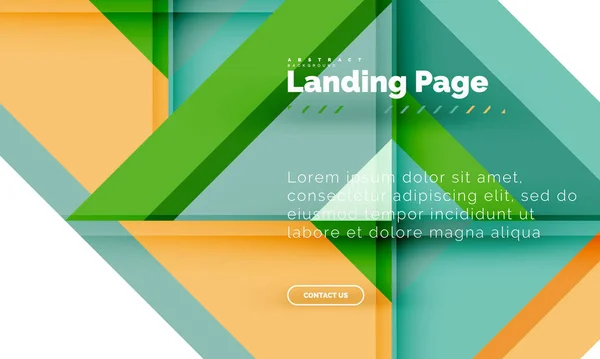 Forma quadrata sfondo geometrico astratto, landing page web design template — Vettoriale Stock