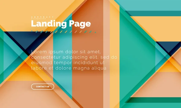 Quadratische Form geometrisch abstrakt Hintergrund, Landing Page Web-Design-Vorlage — Stockvektor