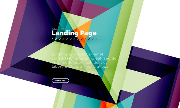 Forma quadrata sfondo geometrico astratto, landing page web design template — Vettoriale Stock