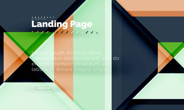 Quadratische Form geometrisch abstrakt Hintergrund, Landing Page Web-Design-Vorlage — Stockvektor