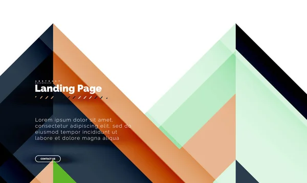 方形几何抽象背景, 登陆页网页设计模板 — 图库矢量图片