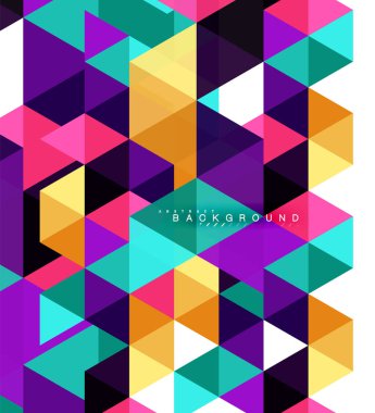 Çok renkli üçgenler arka plan, mozaik kavramı döşer.