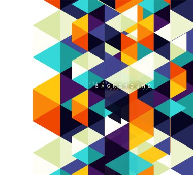 Çok renkli üçgenler arka plan, mozaik kavramı döşer.