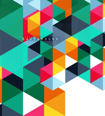 Çok renkli üçgenler arka plan, mozaik kavramı döşer.