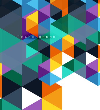 Çok renkli üçgenler arka plan, mozaik kavramı döşer.