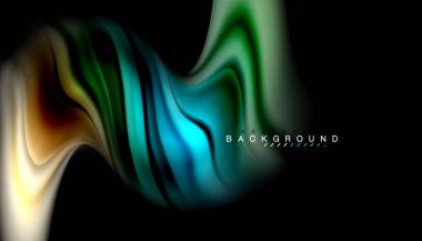 Sıvı renk arka plan, siyah, renkli mermer veya plastik dalga doku zemin, çok renkli şablonu için iş veya teknoloji sunu veya web broşür kapak üzerinde sıvı tasarım bükülmüş