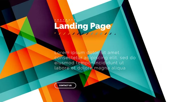 Forma quadrata sfondo geometrico astratto, landing page web design template — Vettoriale Stock