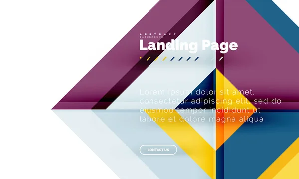 Forma cuadrada fondo abstracto geométrico, plantilla de diseño web de landing page — Archivo Imágenes Vectoriales