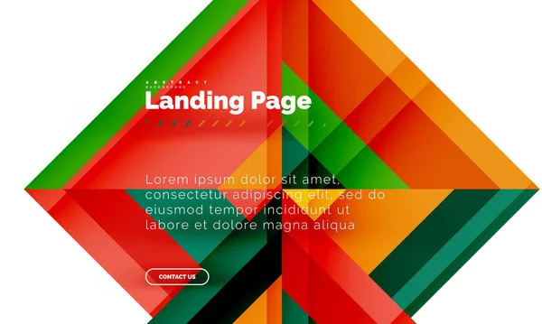 Quadratische Form geometrisch abstrakt Hintergrund, Landing Page Web-Design-Vorlage — Stockvektor