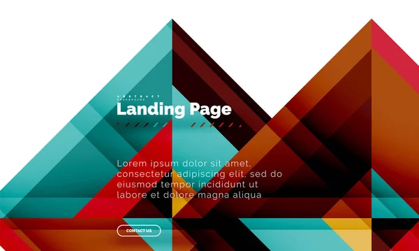 Forma cuadrada fondo abstracto geométrico, plantilla de diseño web de landing page — Archivo Imágenes Vectoriales