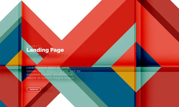 Forma quadrata sfondo geometrico astratto, landing page web design template — Vettoriale Stock