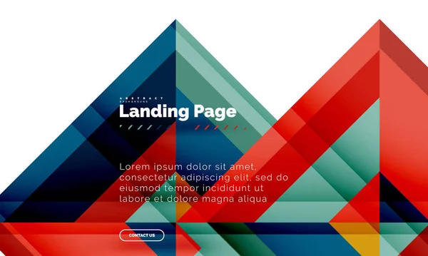 Forma cuadrada fondo abstracto geométrico, plantilla de diseño web de landing page — Archivo Imágenes Vectoriales