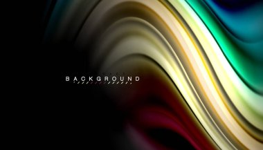 Sıvı renk arka plan, siyah, renkli mermer veya plastik dalga doku zemin, çok renkli şablonu için iş veya teknoloji sunu veya web broşür kapak üzerinde sıvı tasarım bükülmüş