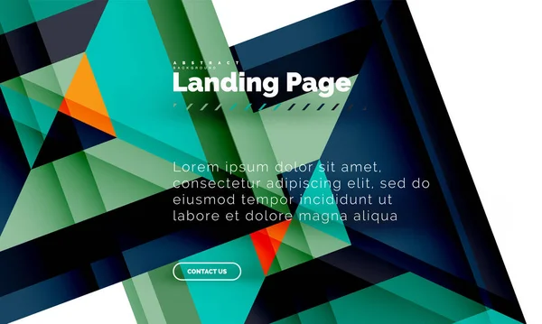 Forma Cuadrada Fondo Abstracto Geométrico Plantilla Diseño Web Landing Page — Vector de stock