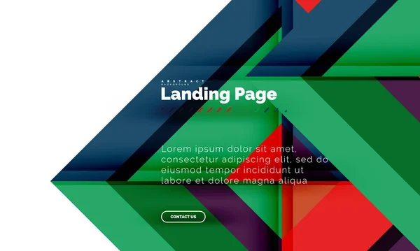 Quadratische Form geometrisch abstrakt Hintergrund, Landing Page Web-Design-Vorlage — Stockvektor