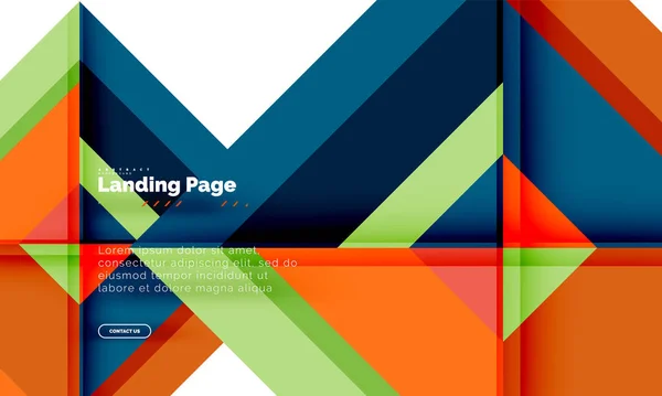 Forma cuadrada fondo abstracto geométrico, plantilla de diseño web de landing page — Archivo Imágenes Vectoriales