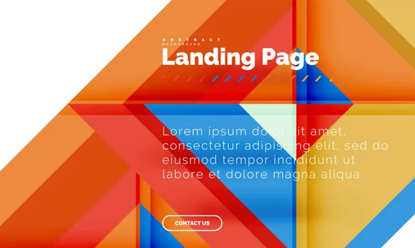 Quadratische Form geometrisch abstrakt Hintergrund, Landing Page Web-Design-Vorlage — Stockvektor