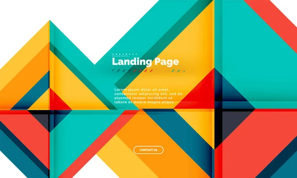 Forma cuadrada fondo abstracto geométrico, plantilla de diseño web de landing page — Archivo Imágenes Vectoriales