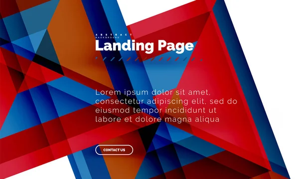 Forma cuadrada fondo abstracto geométrico, plantilla de diseño web de landing page — Vector de stock