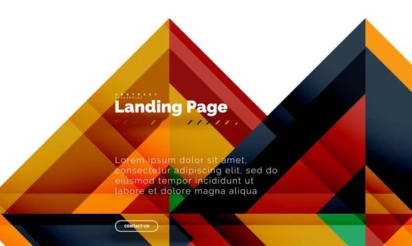 Forma cuadrada fondo abstracto geométrico, plantilla de diseño web de landing page — Archivo Imágenes Vectoriales