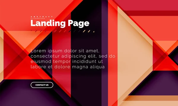 Forma quadrada fundo abstrato geométrico, modelo de web design de landing page — Vetor de Stock