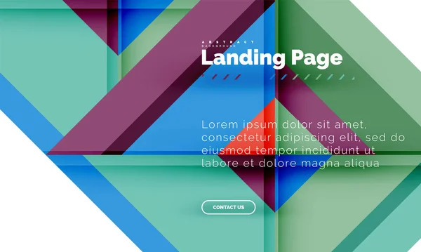 Quadratische Form geometrisch abstrakt Hintergrund, Landing Page Web-Design-Vorlage — Stockvektor