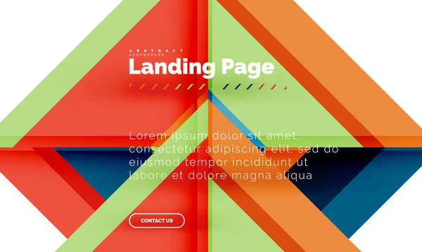 Forma quadrada fundo abstrato geométrico, modelo de web design de landing page —  Vetores de Stock