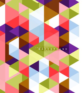 Çok renkli üçgenler arka plan, mozaik kavramı döşer.