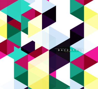 Çok renkli üçgenler arka plan, mozaik kavramı döşer.