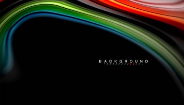 Sıvı renk arka plan, siyah, renkli mermer veya plastik dalga doku zemin, çok renkli şablonu için iş veya teknoloji sunu veya web broşür kapak üzerinde sıvı tasarım bükülmüş