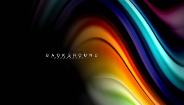 Sıvı renk arka plan, siyah, renkli mermer veya plastik dalga doku zemin, çok renkli şablonu için iş veya teknoloji sunu veya web broşür kapak üzerinde sıvı tasarım bükülmüş