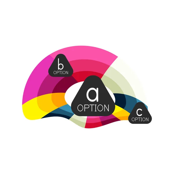 Modelo de design de infográficos de opção geométrica colorida abstrata com opções de abc de amostra. Antecedentes abstratos para apresentação de negócios ou banner de informações — Vetor de Stock