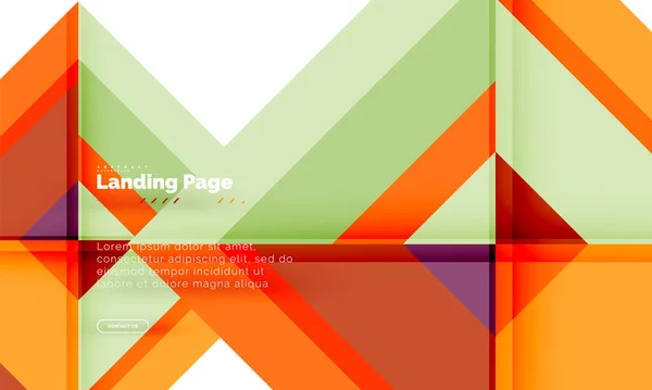 Forma cuadrada fondo abstracto geométrico, plantilla de diseño web de landing page — Archivo Imágenes Vectoriales