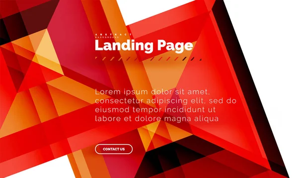 Forma quadrata sfondo geometrico astratto, landing page web design template — Vettoriale Stock