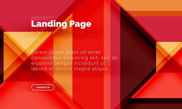 Quadratische Form geometrisch abstrakt Hintergrund, Landing Page Web-Design-Vorlage — Stockvektor