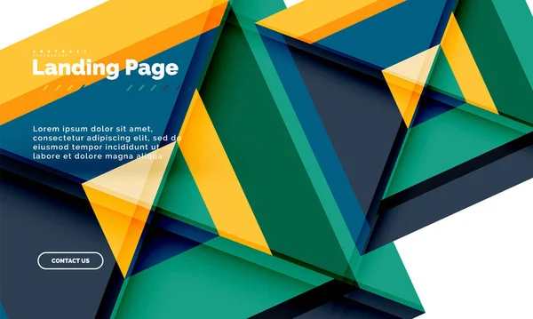 Forma quadrada fundo abstrato geométrico, modelo de web design de landing page — Vetor de Stock