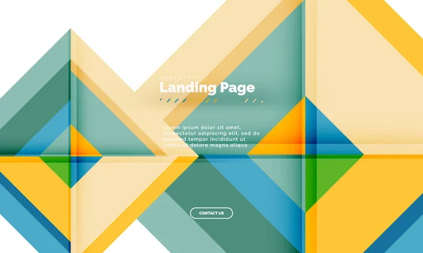 Τετράγωνο σχήμα γεωμετρικά αφηρημένα φόντο, προσγείωση σελίδα πρότυπο σχεδιασμός ιστοσελίδων — Διανυσματικό Αρχείο